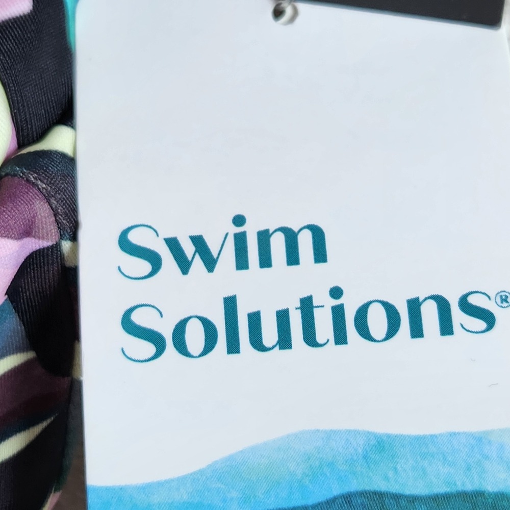 Swim Solutions Womens Bow Front Swim Dress Black Floral One Piece Swimsuit 8 NEW - Picture 6 of 7